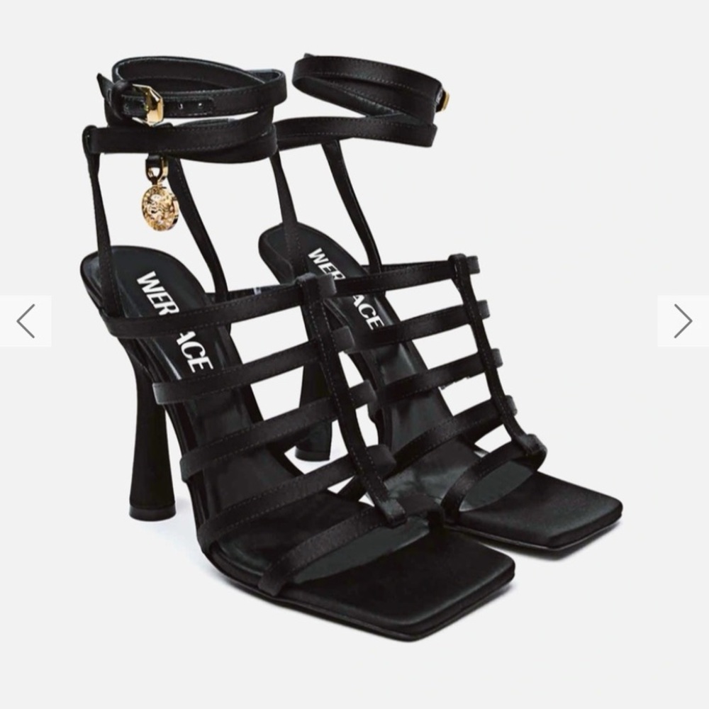 Versace Black Strappy Heels